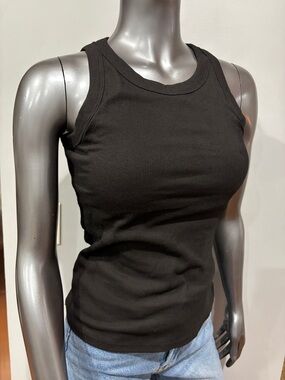 NWOT Black Built In Push Up Bra Ribbed Racerback Tank